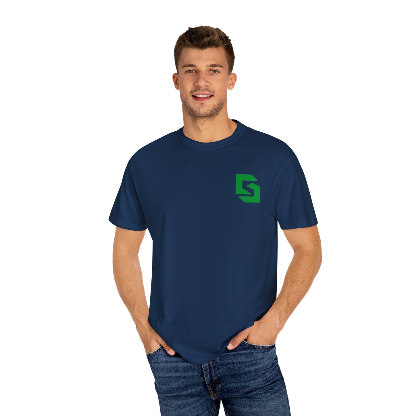 Cutesy Comfort Colors® Garment-Dyed Tee — Monogram Front & Vertical Back Print