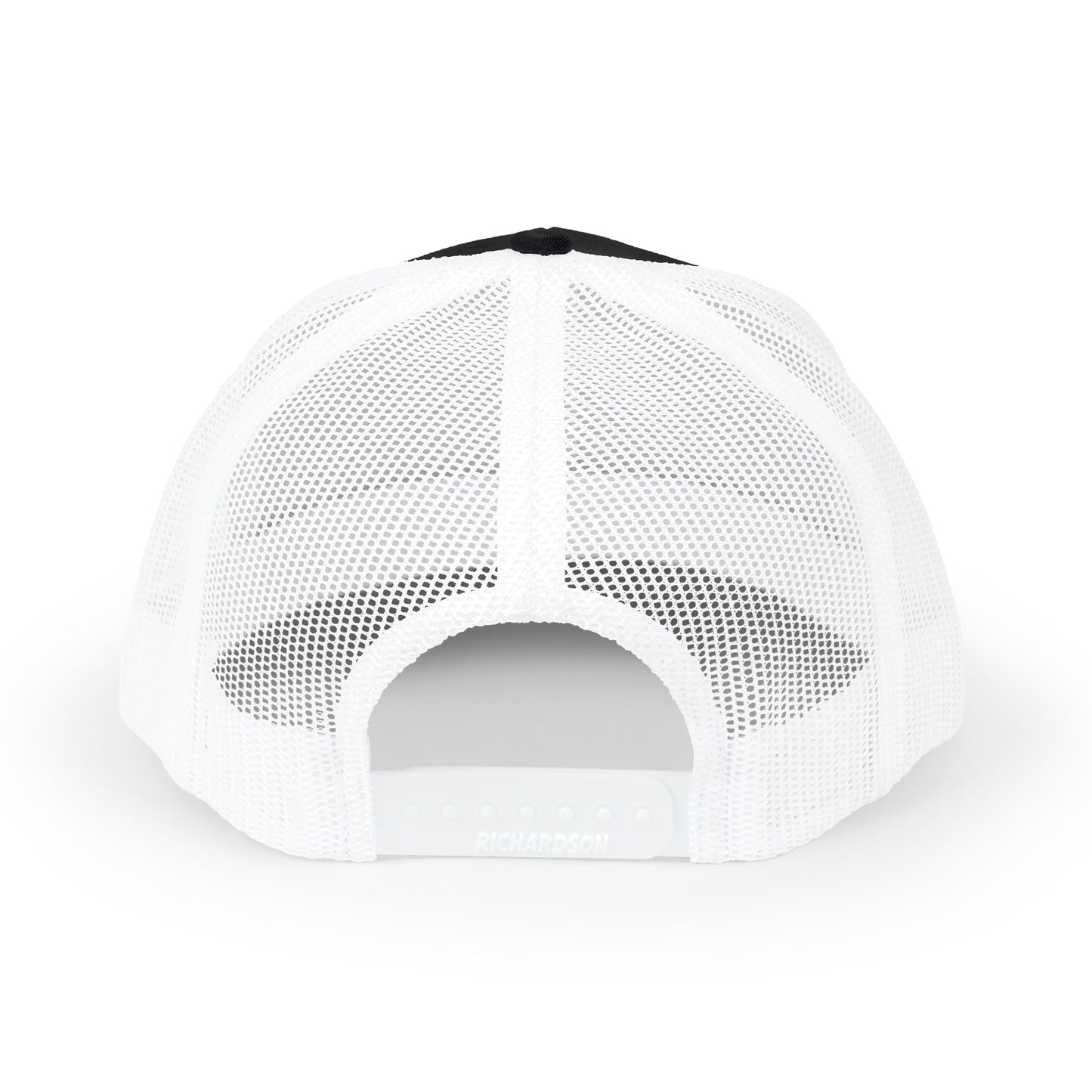 Cutesy Mesh Snapback Trucker Cap — Black/White (Embroidered “C” Monogram)