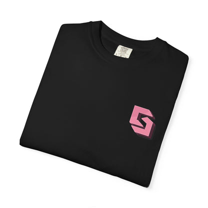Cutesy Sport Garment-Dyed Tee — Pink Monogram Front & Race-Suit Back