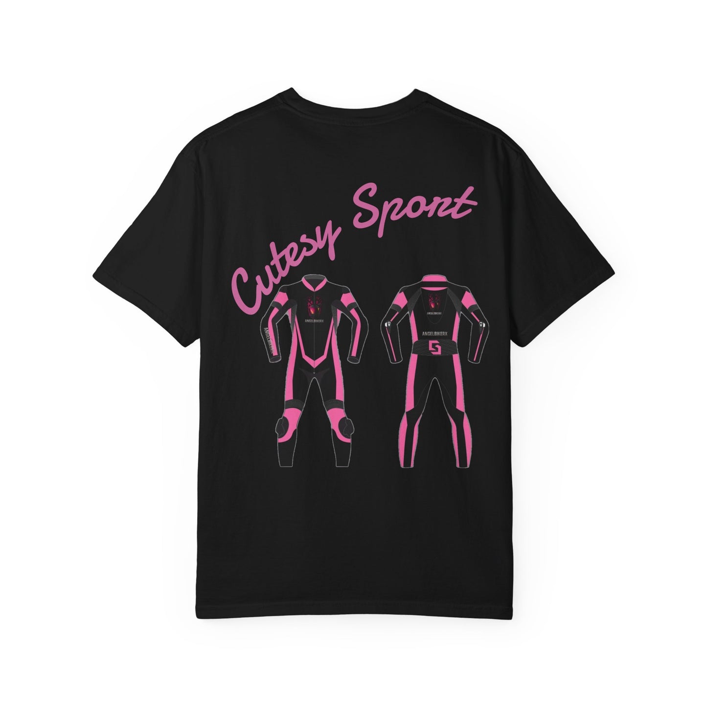 Cutesy Sport Garment-Dyed Tee — Pink Monogram Front & Race-Suit Back