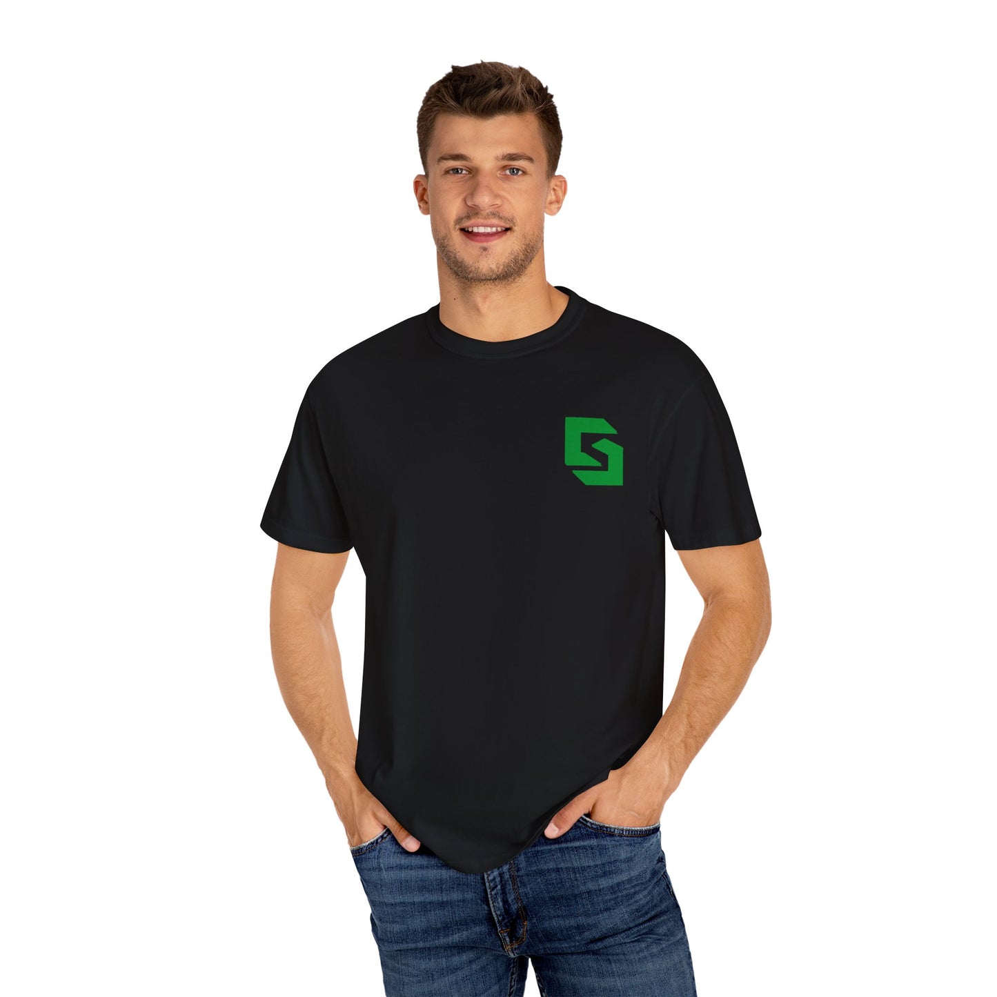 Cutesy Comfort Colors® Garment-Dyed Tee — Monogram Front & Vertical Back Print